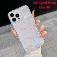 Bow Pattern Clear Phone Case, Fashion Phone Protective Cover, Phone Accessory Casing Compatible With IPhone 15 14 13 12 11 Pro Max - Clear - View 1