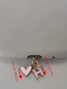 1pc Pink Heart-Shaped Metal Dust Plug, 26 Letter Heart Charging Port Protector Cover, DIY Phone Decor Compatible With Apple/Type-C, Mobile Device Dust-Proof Accessory, Girly Letter Heart Dust Plug, Gift For Friends, Valentine's Day Gift, Festival Small Gift Gifts For Mother, Family, Friends, Kids, Birthday, Holiday Phone Accessories Phone Charm - Pink IPhone - View 4