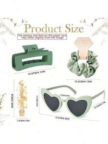 4pcs Bridesmaid Gift Set, Bridesmaid Hair Clip, Bridesmaid Headband, Bridesmaid Sunglasses, Bridal Party Gift, Soft Silk Satin Hair Accessories, Bridesmaid Wedding Gift, Women (Green) - 4pcs - View 7