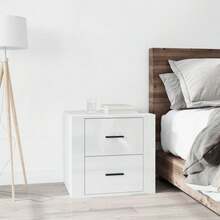 vidaXL Table de chevet Blanc brillant 50x39x47 cm - Blanc - Voir 1