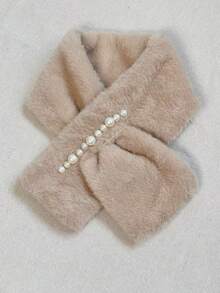 女士加厚抓绒围巾，冬季保暖，纯色抓绒围脖，可爱毛绒围巾，适合女孩、学生和成人，不掉毛，交叉式保暖围巾，颈部和领口保暖围巾