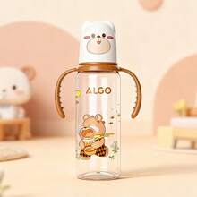 1个240毫升卡通小熊婴儿奶瓶，直筒带提手，防胀气宽口奶瓶，液体硅胶奶嘴，耐咬，适合日常使用 - 彩色 - 查看 13