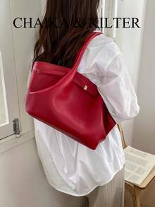 Túi đeo vai CHAIKA & KILTER 1 chiếc bằng da PU màu trơn, túi xách nữ phong cách vintage thường ngày dung tích lớn với thiết kế xếp ly, dây đeo thắt lưng có thể điều chỉnh, hai quai xách, khóa nam châm, thích hợp cho du lịch, mua sắm, hẹn hò, làm quà tặng cho phụ nữ, phù hợp cho thanh thiếu niên, sinh viên đại học, người mới bắt đầu và các quý cô công sở, tuyệt vời cho văn phòng, trường học, công việc, kinh doanh, đi làm, hoạt động ngoài trời, du lịch, dã ngoại. - Đỏ - Xem 7