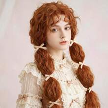 Reddish-Brown Wig, Middle Part T-Part Lace Front Synthetic Wig, 1-Meter Long Hair Wig, Noble Princess Wig, Costume Wig. - Rust Brown - View 2