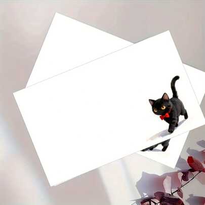 25/50 Pcs Black Cat Blank Message Cards, Blank Design Inside And Out Of Animals, Birthday Gift Tags, Suitable For Employees, Colleagues, And Bosses - Thanksgiving, Congratulations, Good Luck, Wishes, Small Business Gifts & DIY Stationery, Birthday, Congratulations, Wishes