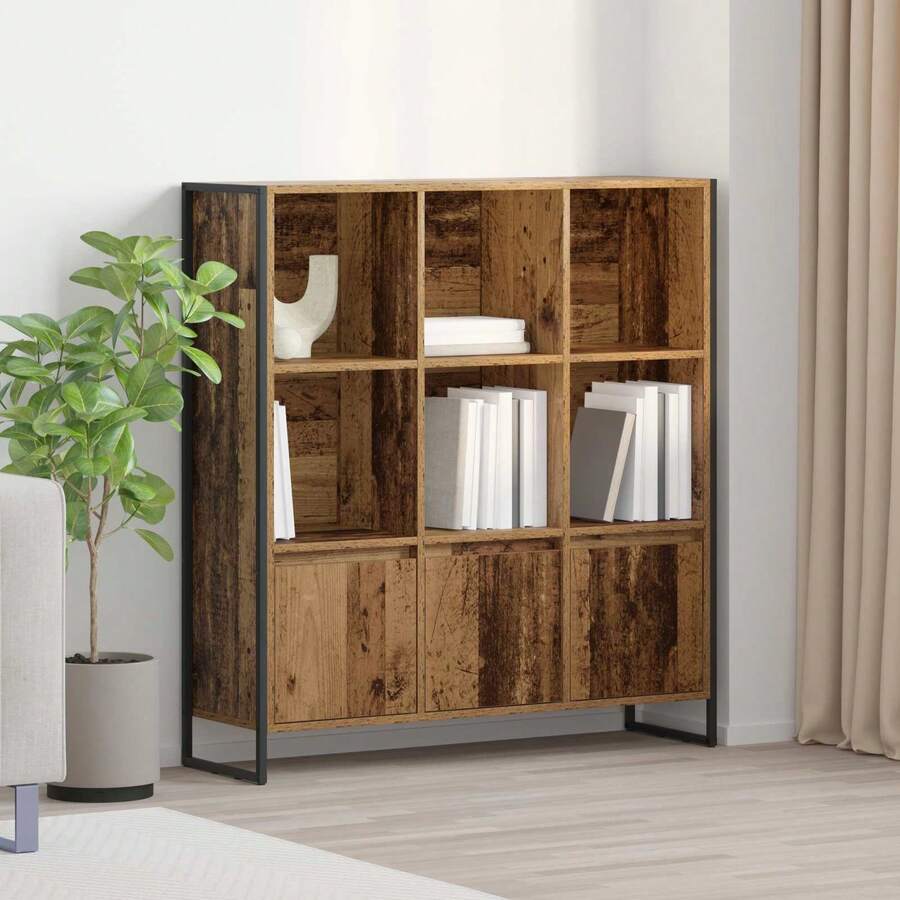 vidaXL 2-teiliges Bücherregal-Set, Antikholz, 99,5 x 30 x 108,5 cm - Braun - Übersicht 1