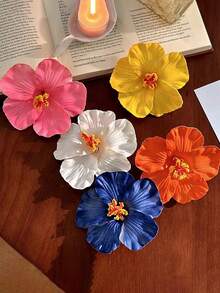 8个/套热带芙蓉花发夹，适合女性和女孩，大号多色人造花朵发夹，波西米亚风格发饰，是夏季海滩度假、夏威夷主题派对、婚礼回礼和情人节的理想之选，包括爪夹、发卡、发夹、头饰等。 - 彩色 - 查看 3