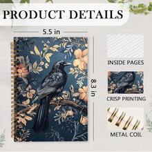 Nvucamd Gothic Dark Academia Crow Spiral Notebook, Witchy Black Crow Journal Notebook, Gothic Raven Office Schoolsss Supplies Gifts, Cottagecore Botanical Raven Journaling Notebooks For Women, 5.5x8.3 - 烏鴉 - 查看 8
