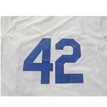 Kekambas 男士 #42 传奇球衣复古休闲短袖纽扣罗宾逊男士派对运动棒球衫白色蓝色弹力面料 - 休闲运动衬衫纽扣刺绣训练比赛运动衫节日礼物 - 白色 - 查看 7