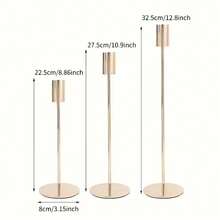 3/6pcs Simple Gold Candle Holders, Modern Decorative Candle Holders, Suitable For Wedding, Holiday Fireplace, Home Party And Other Occasions | Elegant Tableware, Metal Material, Candle Decor - Gold - View 7