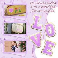 58 Parches Autoadhesivos, Pegatinas de Letras, Parches para Planchar, Parches de Tela Autoadhesivos, para Ropa Chaquetas de Tela Bricolaje Telfono Mvil (Morado 58 piezas) - morado 58 piezas - Ver 6