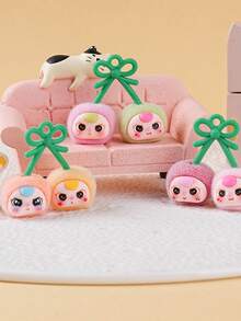 1个植绒双樱桃树脂DIY手工可爱创意饰品钥匙扣吊坠，水果幸运系列，生日、情人节、圣诞节、节日礼物，表面材质ABS（硬质），无植绒 - 彩色 - 查看 6