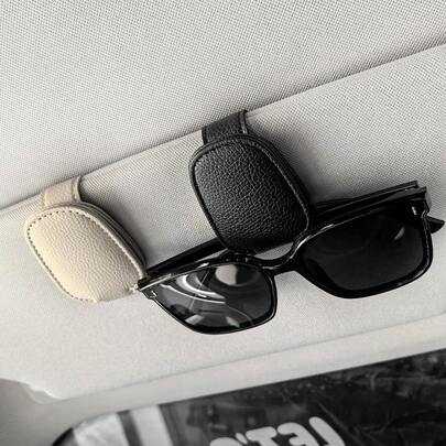 1pc Universal Car Sun Visor Glasses Clip, Made Of PVC, Car Glasses Holder, Interior Accessories, Glasses Storage Rack