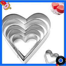 5PCS Stainless Steel Heart Shape Cookie Cutter Biscuits Cutters Cake Mould Decorating Baking Pan Tin DIY Cake Mould Kitchen Supplies - 預設 - 查看 1