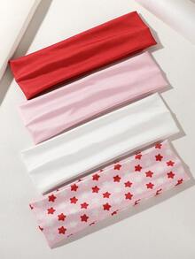 4pcs Solid Color Star Headbands For Women, Stretchy Sports Yoga Running Fitness Soft Breathable Non-Slip Hair Accessories Women Sweatband Casual Hair Band Elegant Head Scarf - Multicolor - View 4