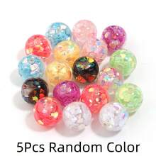 5pcs Of 16mm Colorful Heart-Shaped Glitter Sequins Acrylic Double Layer Design Beads - Suitable For DIY Pens, Necklace Accessories, Bracelet Making Materials