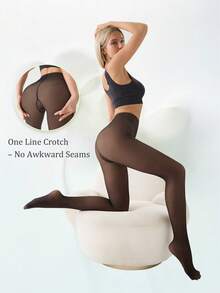 Quần tất liền mạch dành cho nữ - Thiết kế siêu mỏng, màu trơn, chất liệu mềm mại, co giãn tốt, có thể giặt máy - Thích hợp mặc hàng ngày, phù hợp cho mùa xuân và mùa thu. - màu đen - Xem 2