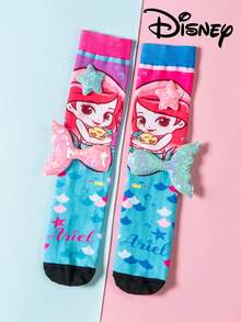 Cute 3D Disney Children's Mermaid Knee-High Stockings, A Fashionable Children's High Stocking Party, High-Quality Gifts, School Is Back In Session, Fun And Fashionable Disney Little Fans Disney Princess Calf Stockings - Multicolor - View 2