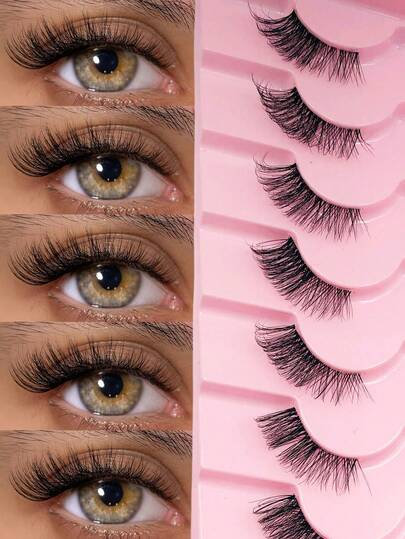 Asiteo 7 pares de pestañas postizas semi-naturales para Eid Al-Fitr, con aspecto de ojos de gato, pestañas rizadas y banda transparente. Pestañas postizas reutilizables, fáciles de usar para uso diario y eventos especiales, reuniones, propuestas, despedidas de soltero, fiestas de bodas, regalos.