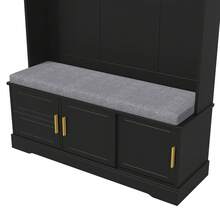 Coat Rack With Shoe Bench, Wardrobe, 6 Triple Hooks, Freestanding, Space-Saving, For Entryway, Hallway, 120*40*191cm - Black - View 6