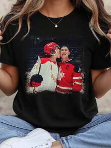 Vintage  Hockey Shirt,  Inspiring Love Shirt,  Fans, Queer Hockey Fan Shirt, Romance Rivalry Fan Gift - màu đen - Xem 1