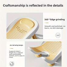 1件装便携式婴儿洗澡椅 - 可调节洗澡凳，可坐可躺，米色透气网布设计，柔软坐垫支撑，易清洁塑料材质，适用于洗澡和换尿布，婴儿洗澡座椅，尿布更换台，趣味设计，透气设计 - 彩色 - 查看 2