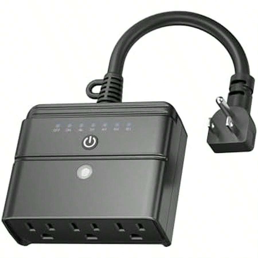 BN-LINK Temporizador de Luz para Exteriores, Controlador Enchufable Impermeable de Atardecer a Amanecer con 2 Tomacorrientes con Tierra para Luces de Navidad y Halloween, 15A 1/2HP, Listado ETL - Fotocélula - Ver 1