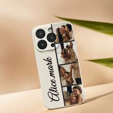 1 pieza Funda de teléfono con protección de lente de silicona de cobertura total con imagen/foto personalizada compatible con Apple 15, 14, 13, 12, 11 Pro Max - Blanco - Ver 2