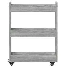 Armário vidaXL com rodas sonoma cinza 60x22x79 cm em madeira engenheirada - Cinza - Ver 5