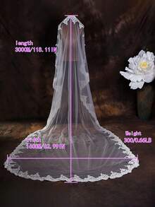 1 Stück einlagiger Spitzen-Kathedralenschleier, ideal für Braut-Hochzeitsfotografie, langes, weiches, transparentes Hochzeitsaccessoire - milchig - Übersicht 7