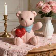 Wax Product Mold 3D Cute Teddy Bear ( Scarf & "Heart) Shape Silicone Wax Mold - DIY Scented Candle Craft Tool For Valentine's Day, Christmas, Anniversary & Easter Romantic Home Decor & Sweet Handmade Gifts - Waving Heart Bear Mold - View 5