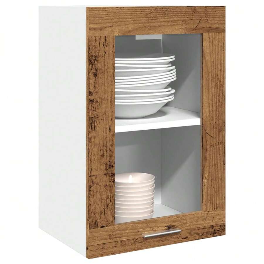 vidaXL Vetrina sospesa "Lyon" Bois ancien 40 x 31 x 60 cm Bois d'ingénierie - Castano - Visualizzare 1