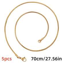 5pcs/Pack Elegant Luxury Fashion Multi-Length Lobster Clasp 1.5mm Flat Snake Chain Necklace, 304 Stainless Steel High Quality Vacuum Plating, DIY Jewelry Supplies, Suitable For Pendant Accessories, Jewelry Making, Valentine's Day, Mixed Colors & Sizes - 5pcs - View 40