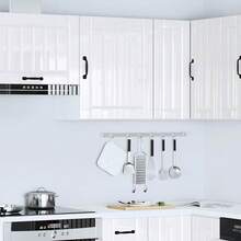vidaXL Armoire murale de cuisine Lucca blanc brillant bois ingénierie - Blanc - Voir 4