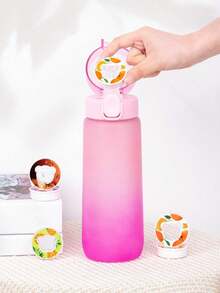 1pc Ombre Water Bottle With 1 Random Fragrance Capsule, Sugar-Free & Calorie-Free, With Straw, Suitable For Outdoor Sports, Leak-Proof Design, Applicable For Gym, Running, Sports And Other Occasions - Multicolor - View 10