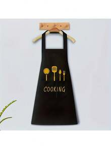 1PC Durable Kitchen And Home Cooking Waterproof, Oil Proof, And Stainproof Apron - Waterproof And Oil Proof, With Pocket - Neutral Kitchen Set, Providing Fashion Protection For Cooking Enthusiasts