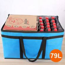 2PK Cooler Insulated Food Delivery Bag With Bottom For Delivery Drivers, XXXLarge Thermal Bags For Catering Hot Pizza, Travel Camping Picnic BasketGrocery Reusable Warmer Frozen, BlackBlue - XXXLargeWithHardBott - 查看 6