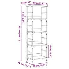 vidaXL Biblioteca chêne fumé 50x33x153 cm ingeniería de la madera - Marrón - Ver 9