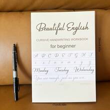 Libro de práctica de caligrafía moderna para adultos: Cuaderno de trabajo de lettering a mano con alfabetos, palabras y frases | Práctica de fuente de arte en inglés de 32 páginas para principiantes - Beis - Ver 2