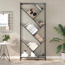 vidaXL Bibliothèque sonoma gris 79x30x180 cm made of engineering and metal - Grigio - Visualizzare 3
