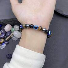 1Pc Blue Eye Beads With Multi-Colored Round Bead Bracelet, Chic Design, Suitable For Mother's Day, Graduation Season, Thanksgiving And Christmas Celebrations, Suitable For Daily Wear And Gift Giving. - mặc định - Xem 3