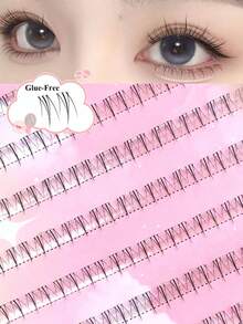 Lvcheryl 80/120片装自粘式假睫毛，无需胶水，打造自然妆效，适合日常及特殊场合，新手友好型DIY睫毛，易于佩戴，质地柔软，假睫毛，睫毛，簇状假睫毛，化妆 - 黑色 - 查看 3