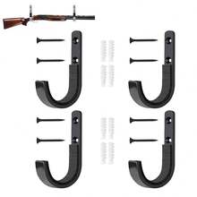 Cuatro soportes de pared de acero inoxidable, con tornillos, brocas y tapas protectoras para su instalación. Ideales para diversos lugares, como garajes, almacenes y salas de estar. - Negro - Ver 9