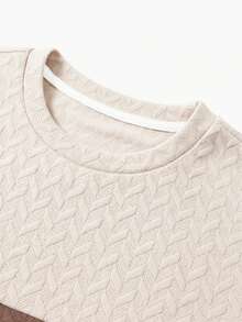 Herren Patchwork Kontrast Farbiges T-Shirt, Lässiges leichtes Strick Textur Sommer T-Shirt - Verschiedenfarbig - Übersicht 4