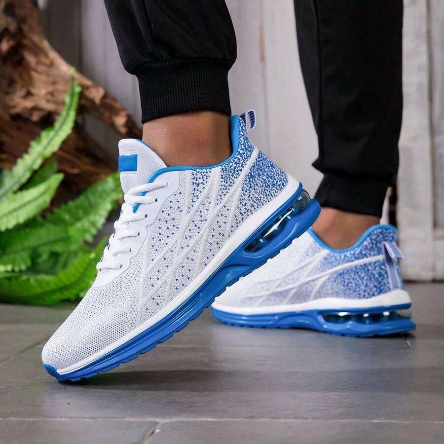 Men's Versatile Casual Mesh Shoes,  And Lightweight Sports Running Shoes, Breathable, Anti Slip And Odor Proof Shoes, Outdoor Walking Shoes - 淺藍 - 查看 1