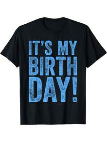 It's My Birthday T-Shirt For Men Women - Novelty Graphic T-Shirt For Men Fashionable Printed Men's Funny Casual Tee, 100% Cotton, Crew Neck, Regular Fit, All-Season Everyday Shirt – St. Patrick's Day Gift For Boyfriend Husband Him - màu đen - Xem 1