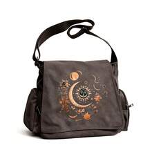 大容量单肩包，翻盖复古斜挎包，月亮、星星和花卉图案，艺术波西米亚风格，适合日常通勤、旅行，是馈赠佳品。 - 多色 - 查看 7
