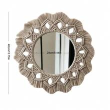 1件套手工编织壁挂，波西米亚风圆形墙饰，手工编织亚克力化妆镜，客厅/卧室背景墙挂毯 - 彩色 - 查看 12