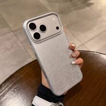 Leather Minimalist Solid Color Fashion High-Grade Silver Leather Texture Phone Case Compatible With IPhone 17 Pro Max/17 Pro/17/16 Pro Max/16 Pro/16/16 Plus/15/15 Pro Max/15 Pro/15 Plus/13/14 Pro Max/13 Pro/13 Pro Max/14 Pro/14 Pro Max/14 Plus, Creative Design For Men And Women Gift Spring Birthday - Silver - View 3