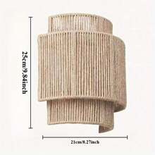 JOYINLED Wall Lamp Shade - Retro Hemp Rope Wall Lamp Shade - Handmade Woven Natural Material - Interior Decor Wall Lamp Shade, Suitable For Living Room And Rooms (Only The Lampshade) - B06 - View 8